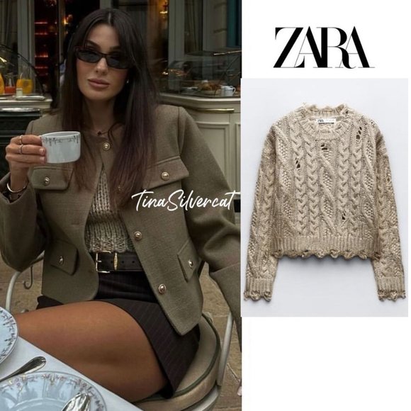 Zara Sweaters - BLOGGER'S FAVE! Zara Metallic Cable Knit Sweater NWT